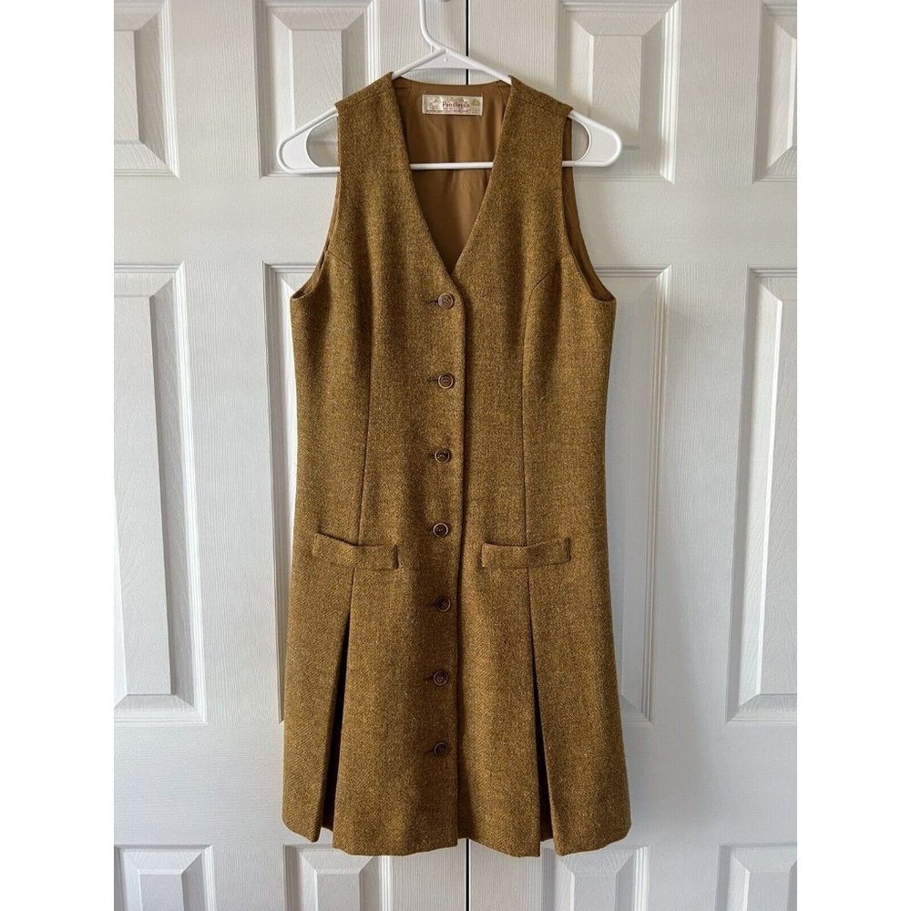Vintage Young Pendleton Girls‎ 100% Virgin Wool Button Pleated Dress Size 11-12
